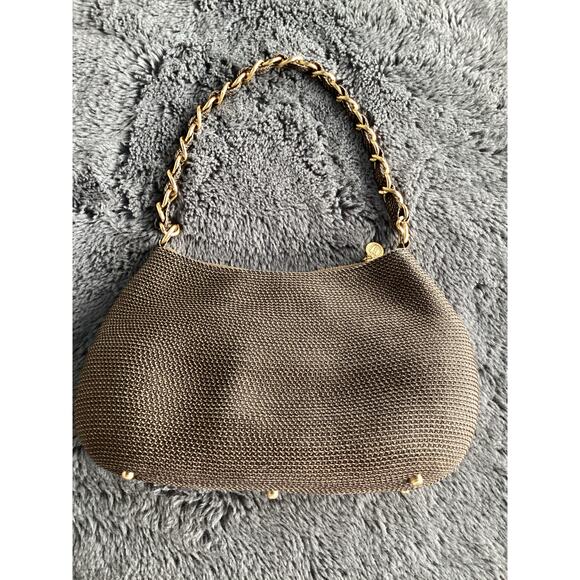 Eric Javits Women's Braided Chain Handle Handbag Shoulder Bag Bohemian Brown - Picture 6 of 12